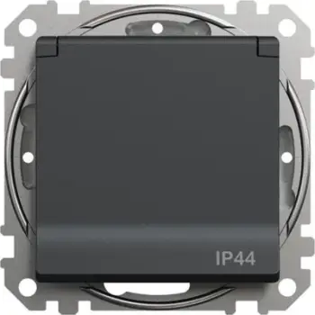 Prizë murale Schneider Electric Sedna Design GN.1-KR.Z/U, IP44, me kapak mbrojtës, antracit e zezë