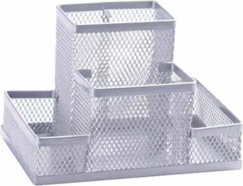 Organizues tavoline Q-Connect Office Set KF15113, metal, 4 ndarje, argjendtë