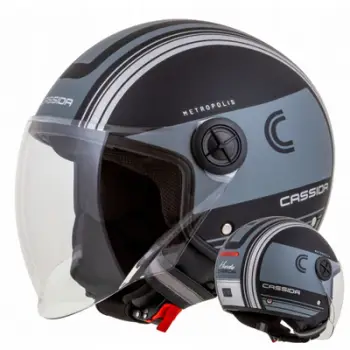 Vizor kasko moto Cassida Metropolis Vision, transparent, polikarbonat, gri bardhë zi mat