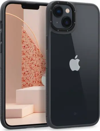 Mbrojtëse telefoni Spigen Caseology Skyfall për iPhone 14 Plus 6.7", transparente, kornizë e zezë