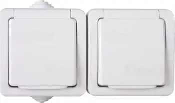 Prizë muri e dyfishtë Kanlux TEKNO 33497, 16A 250V, IP54, e bardhë