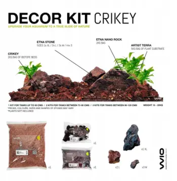 Set dekorimi akuariumi WIO Crikey River Kit, 20 kg, substrat dhe shkëmbinj, ngjyrë okër