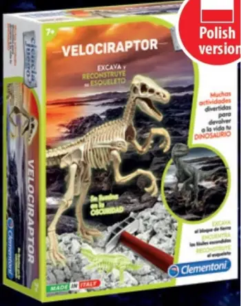 Lojë edukative Clementoni Fossil Creation Set 50639, skelet Velociraptor, që ndriçon në errësirë