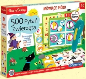 Lojë edukative Clementoni Talking Pen 500 Questions Animals, me stilolaps që flet, mbi 500 pyetje kuiz, shumëngjyrëshe