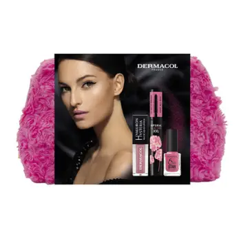 Set Dermacol Imperial, maskarë 13 ml + buzëkuq Hyaluron Hysteria 06 + llak për thonj 11 ml + çantë kozmetike