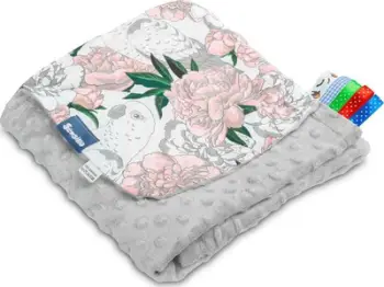 Batanije bebe Sensillo Light Minky, 75x100cm, model Grey Flowers, gri