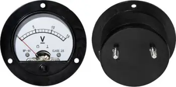 Voltmeter analog Round 2030, 0–15V DC, i rrumbullakët