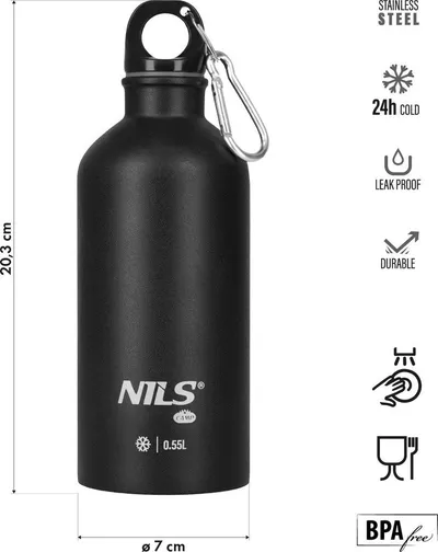 Shishe termike udhëtimi NILS Camp NC3801, 550ml, çelik inox, gri - 2