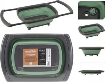 Tas palosës silikoni për kamping, 3L, me kullues, i gjelbër