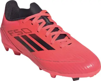 Këpucë futbolli fëmijësh Adidas F50 League Jr IF1377, FG MG, sintetike, rozë e kuqe