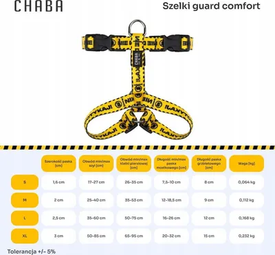Shtrëngues qeni Chaba Guard Do Not Touch M, 35-53 cm, najlon, i verdhë - 3