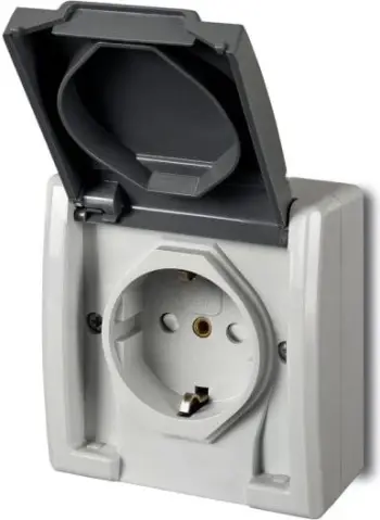 Prizë teke Elektro-Plast Aquant Schuko, me kapak mbrojtës, IP55, gri