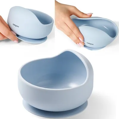 Tas silikoni BABYONO Silicone Bowl With Suction Cup, me kupë thithëse, blu - 1
