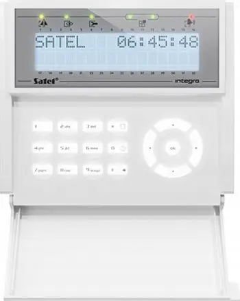 Tastierë alarmi SATEL INT-KLCD-W, ekran LCD, për centrale INTEGRA dhe CA-64, e bardhë