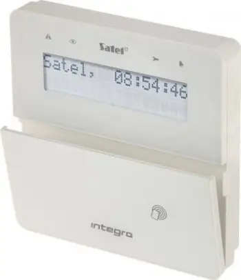Tastier alarmi Satel INT-KLFR-W, LCD, lexues karte afërsie, i bardhë