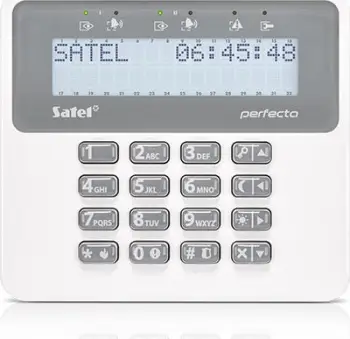 Tastierë alarmi Satel PRF-LCD, ekran LCD, butona të ndriçuar, e bardhë