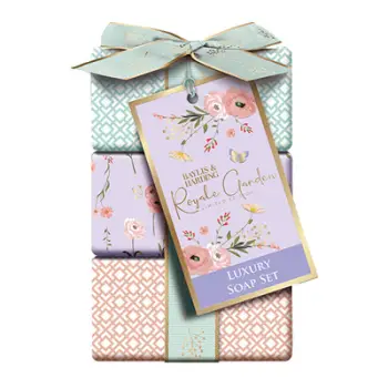Set dhuratë Baylis & Harding Lavender & Rosehip Tea, 3 sapunë