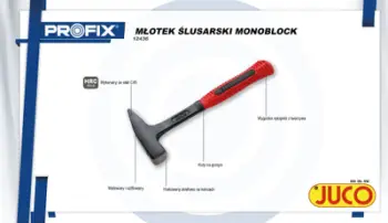 Çekiç Juco Locksmith Monoblock, 300g, dorezë plastike, gri