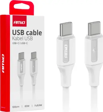 Kabllo karikimi AMiO 03920 USB C, 1m, 60W, e bardhë