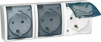Prizë trefishe Kontakt Simon Aquarius Schuko X3, IP54, e bardhë