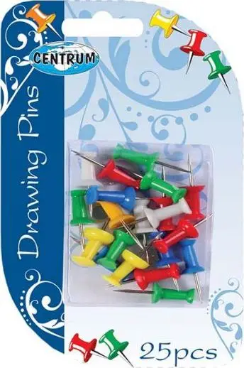 Kunja për tabela Centrum Barrel Board Push Pins, 25 copë, shumëngjyrëshe