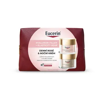 Set dhuratë Eucerin Hyaluron-Filler + Elasticity Rosé, krem dite me SPF 30, 50 ml + krem nate Elasticity + Filler Anti-Wrinkle, 50 ml + çantë kozmetike
