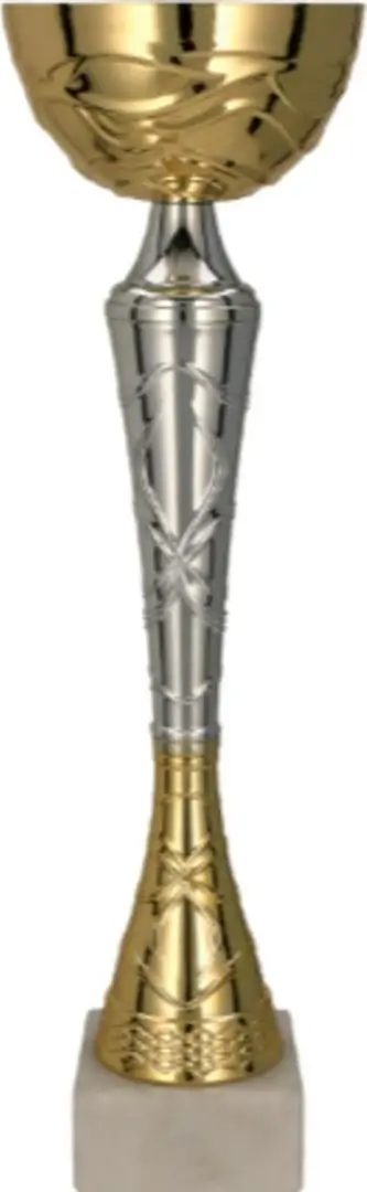 Kupë dekorative Trophy TUMA S 9215, metal dhe plastikë, bazë mermeri, argjend me kaltër