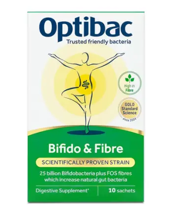 Probiotik në formë të pluhurit Optibac Bifido & Fibre, 10 qeska