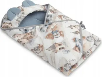 Batanije swaddle për ulëse makine BabyMate Muslin Dragons, 90x90cm, pambuk muslin, blu jeans