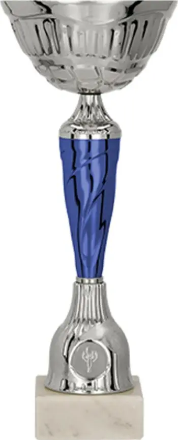 Kupë metalike dekorative, 34cm, argjend me blu