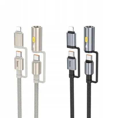Kabllo karikues makine Hoco All in One, USB C Lightning në USB C, 60W, gri - 3