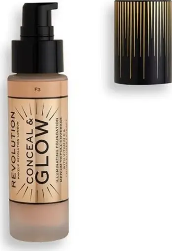 Fondatinë Makeup Revolution Conceal & Glow F3, 23ml, për lëkurë të çelët