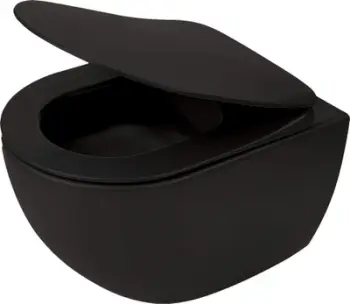 WC e varur Deante Peonia Zero, pa buzë rimless, qeramike, e zezë me shkëlqim