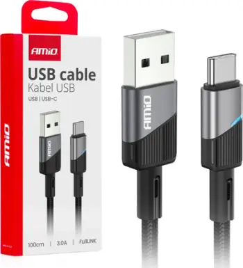 Kabllo karikimi USB AMiO 03923, lidhje USB, e zezë gri