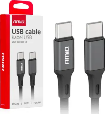 Kabllo karikues USB C AMiO 03902, 1m, 60W, zi gri
