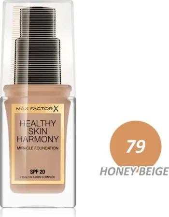 Fondatinë Max Factor Healthy Skin Harmony, lëngshme, SPF 20, Honey Beige 79
