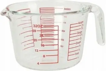 Kupë matëse xhami borosilikat 1000ml, transparente