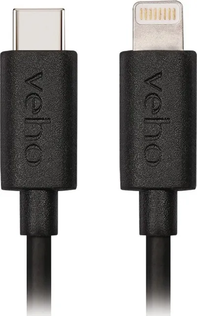 Kabllo karikimi Veho USB C në Lightning, 0.2m, i zi - 1