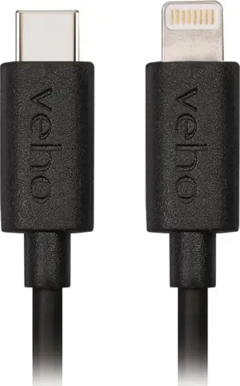 Kabllo karikimi Veho USB C në Lightning, 0.2m, i zi