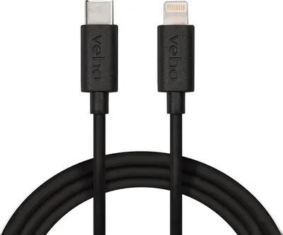 Kabllo karikimi Veho USB C në Lightning, 1m, i zi - 1