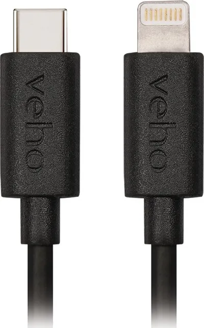 Kabllo karikimi Veho USB C në Lightning, 1m, i zi - 3
