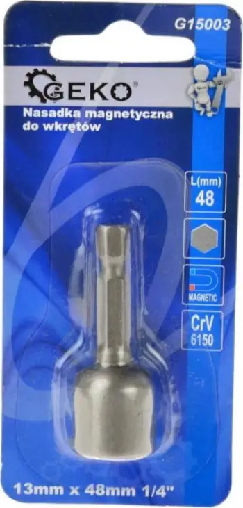 Çelës gjashtëkëndor magnetik Geko G15003, 13mm, 1/4", i argjendtë