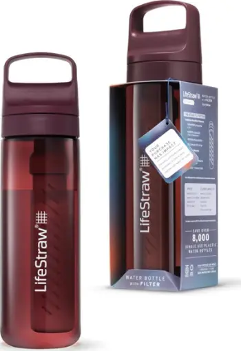 Shishe uji LifeStraw Go Series LGV422MRWW, 650ml, me filter, e kuqe merlot