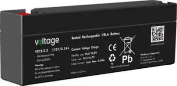 Bateri AGM Voltage VE12-2.3, 12V, 2.3Ah, e zezë