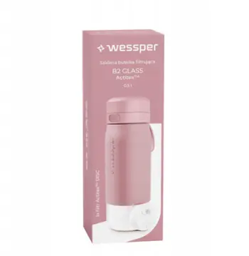 Shishe uji me filter Wessper B2 Glass, 0.5L, xham borosilikat, rozë