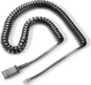 Kabllo lidhëse HP Poly M22 to QD U10, spirale, për kufje Plantronics, e zezë