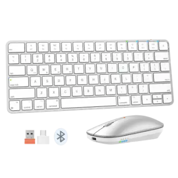 Tastierë Wireless Dual-Mode Meetion C210 (2.4GHz + Bluetooth) për Mac & Windows , White