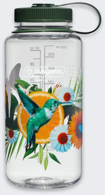 Shishe uji Nalgene Wide Mouth Sustain Citrus Hummingbird, 950ml, plastike Tritan, transparente