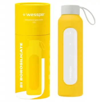 Shishe uji qelqi Wessper, 500ml, qelq borosilikat, coral
