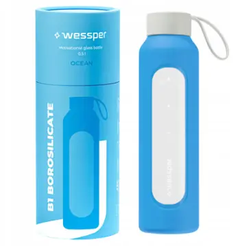 Shishe uji qelqi Wessper B1 Borosilicate, 0.5L, pa BPA, Ocean